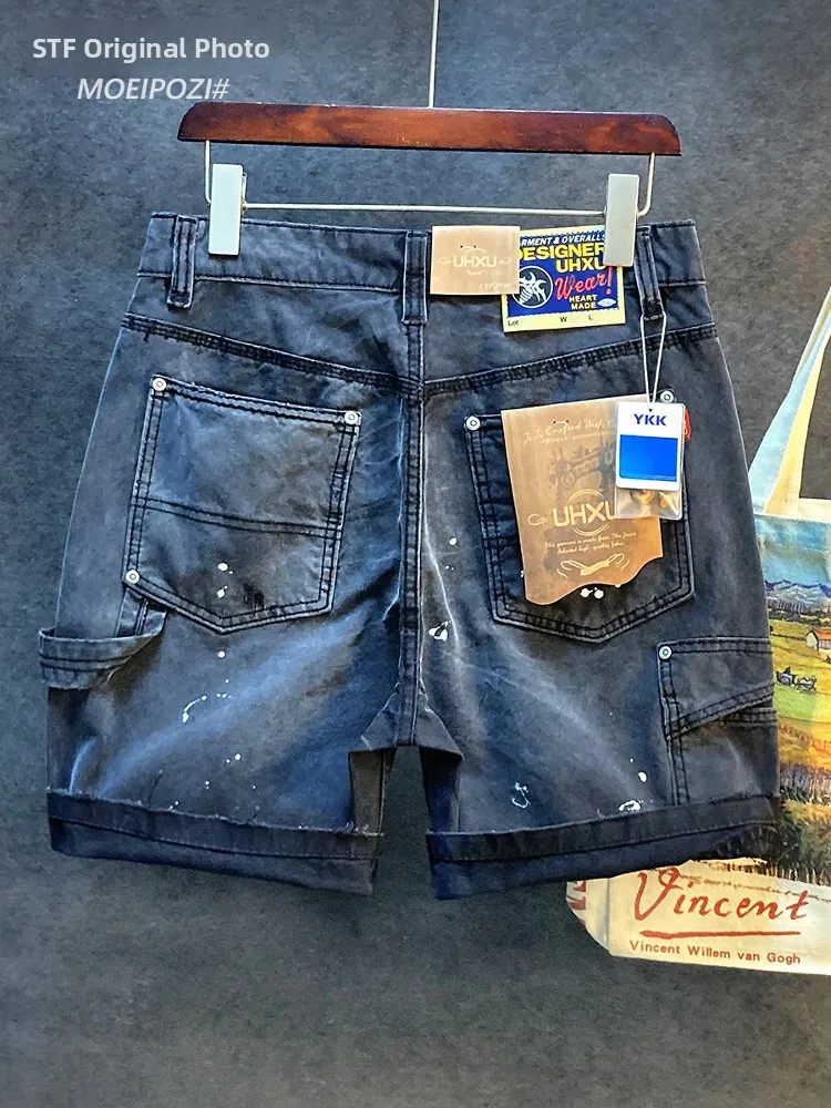 

Высококачественная винтажная рабочая одежда, мужские весенне-летние тонкие дырки, свободные повседневные модные брендовые орты «пять четвертей»