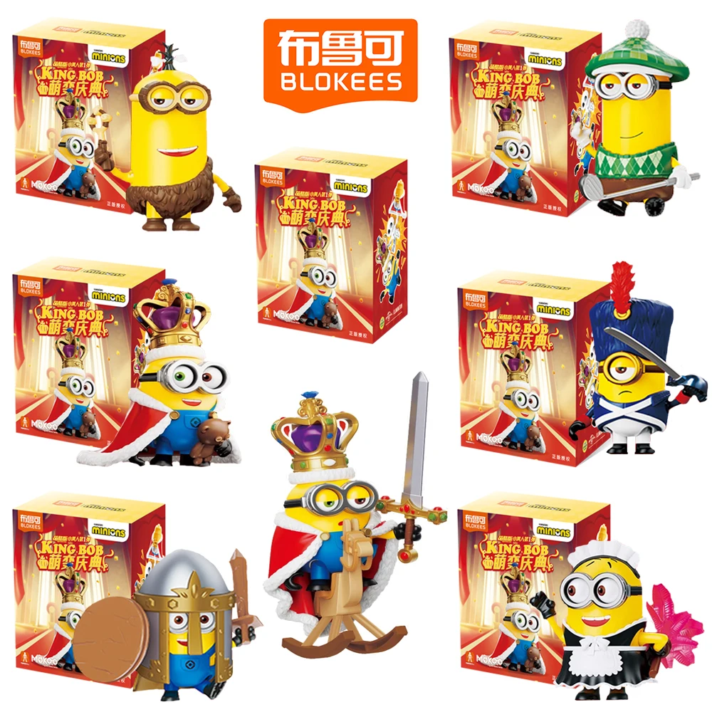 

Original Blokees Minions Building Blocks Toys Stuart Kevin Bob Anime Celebration Theme Exquisite Table Model Ornaments Cute Gift