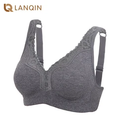 Full Coverage Wire-Free Non-Foam Comfort Lace Cotton Bra For Women Adjusted Wide Comfortable Shoulder Straps Unlined