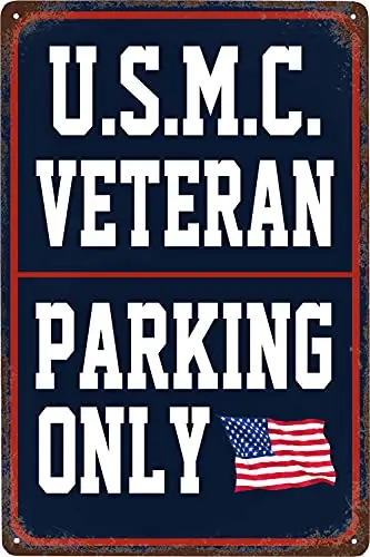 Metal Signs Vintage Retro Tin Sign Poster Art Painting U.S.M.C Marine Corps Parking Only Sign Military Signs Decor Plaque Wall A