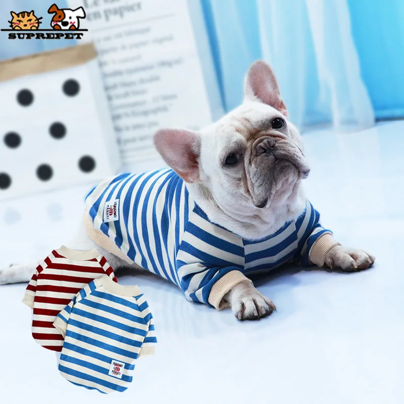 

SUPREPET Pet Puppy Clothes Dog Hoodies for French Bulldog Cotton Stripes Pattern Puppy Hoodies for Chihuahua Dog Clothes