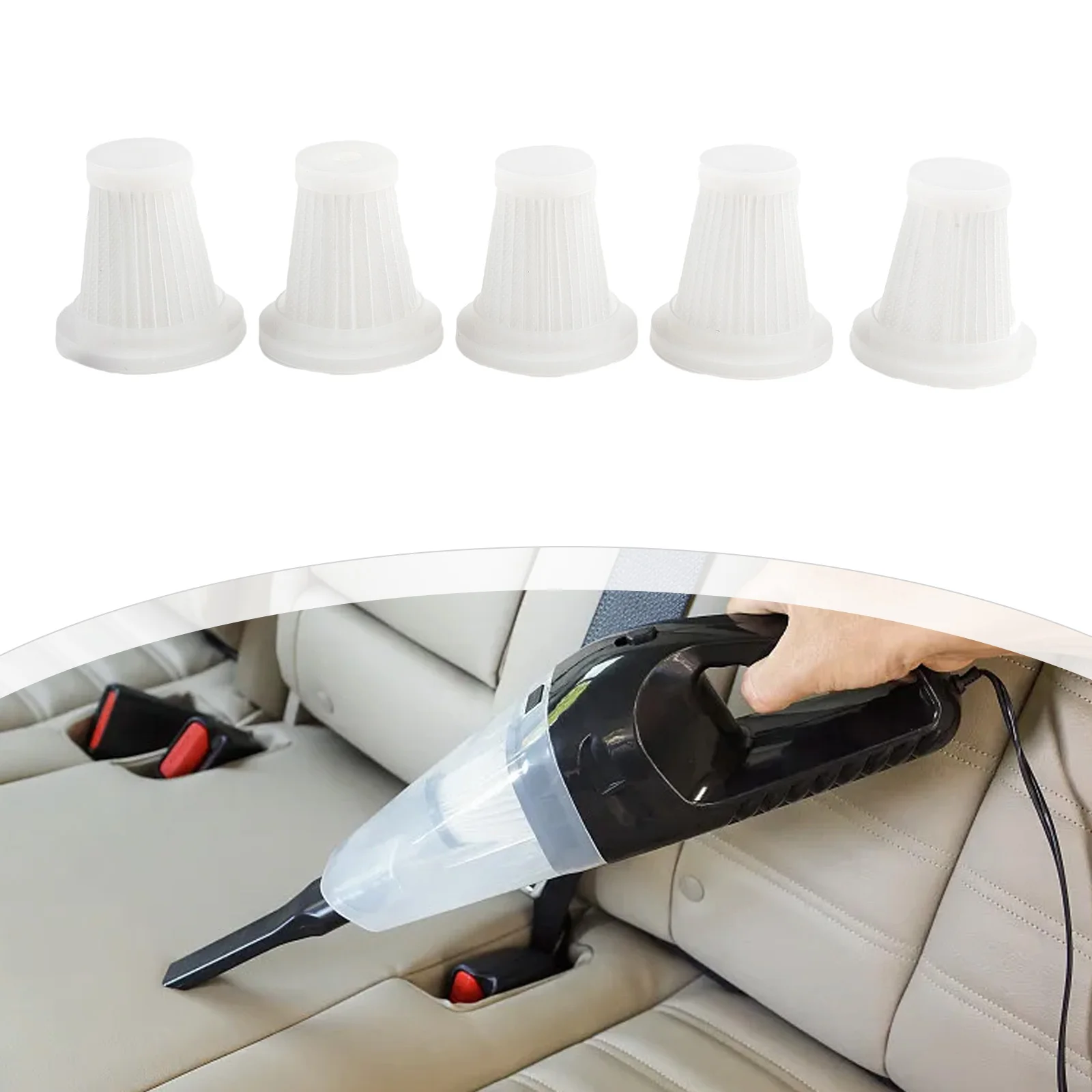 2/3/5Pcs Car Vacuum Cleaner HEPA Filter Set Cordless Vacuum Cleaner Washable Filter Handy Handheld Cleaner Tools Accessories