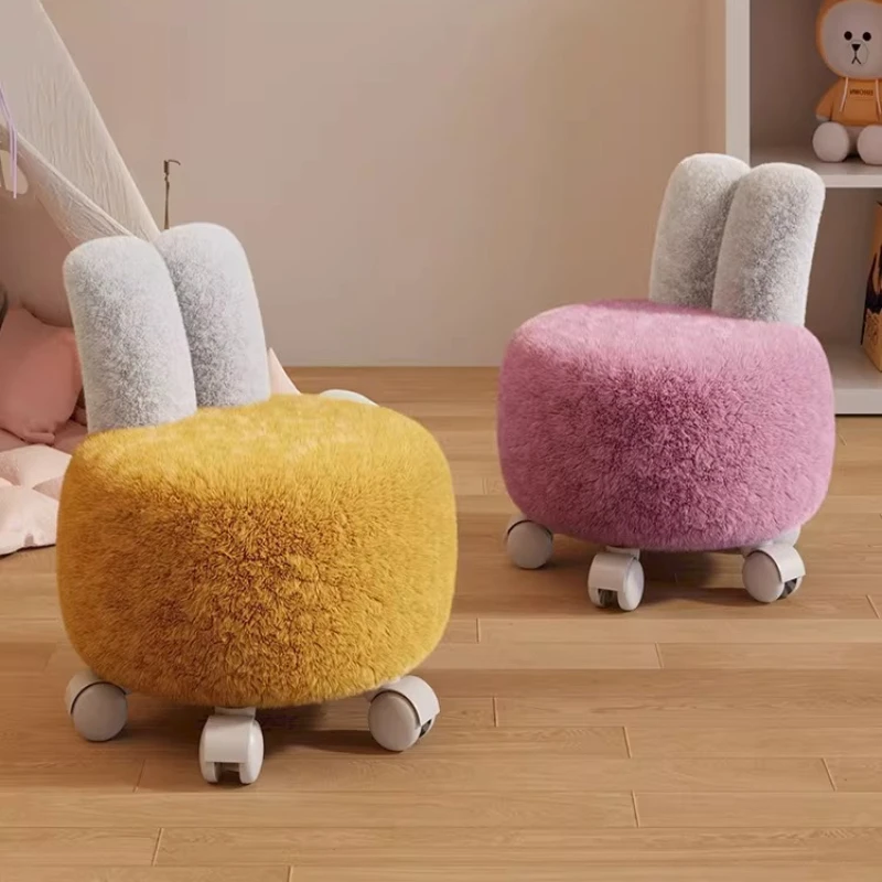 

Табурет на колесиках с бесшумными роликами, круглое поворотное сиденье для дома, стильный многофункциональный стул для спальни, удобный табурет для туалетного столика