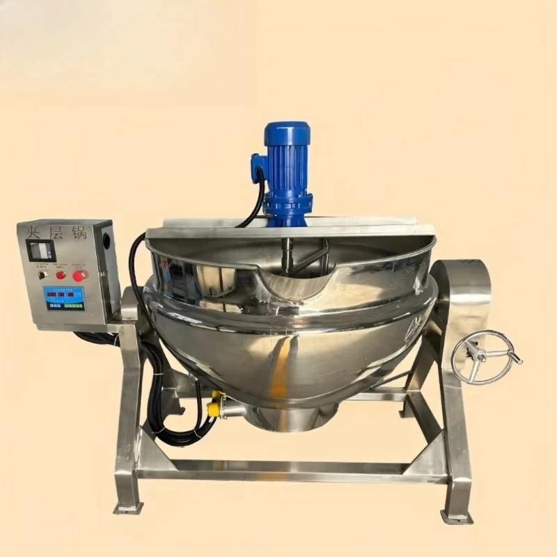 Customize 300L Double-layer  Kettle with Stirring Electric Heating, Used for Industrial Sugar Cooking and Jam Cooking Utensils