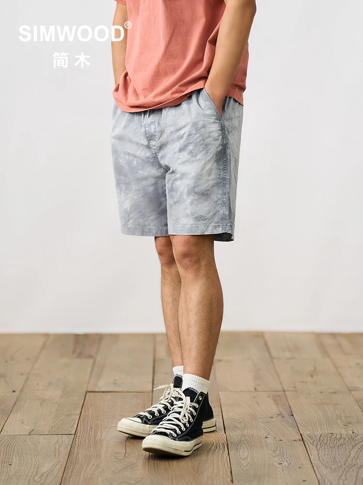 SIMWOOD 2024 Summer New 180gsm 100% Cotton Garment Dyed Vintage Oversize Shorts Men Contrast Color Retro Shorts