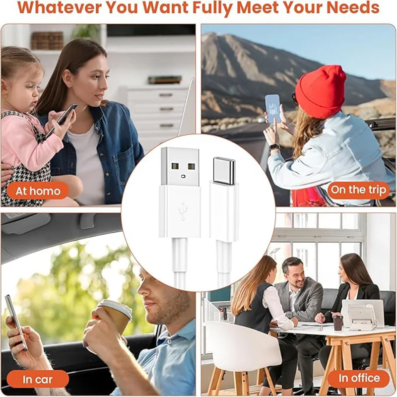 كابل Carplay USB C من النوع C لهاتف Iphone 17 16 15 Pro Max Macbook Ipad Samsung Huawei Xiaomi USB-A سلك شحن سريع 4 عبوات 1 متر + 2 متر