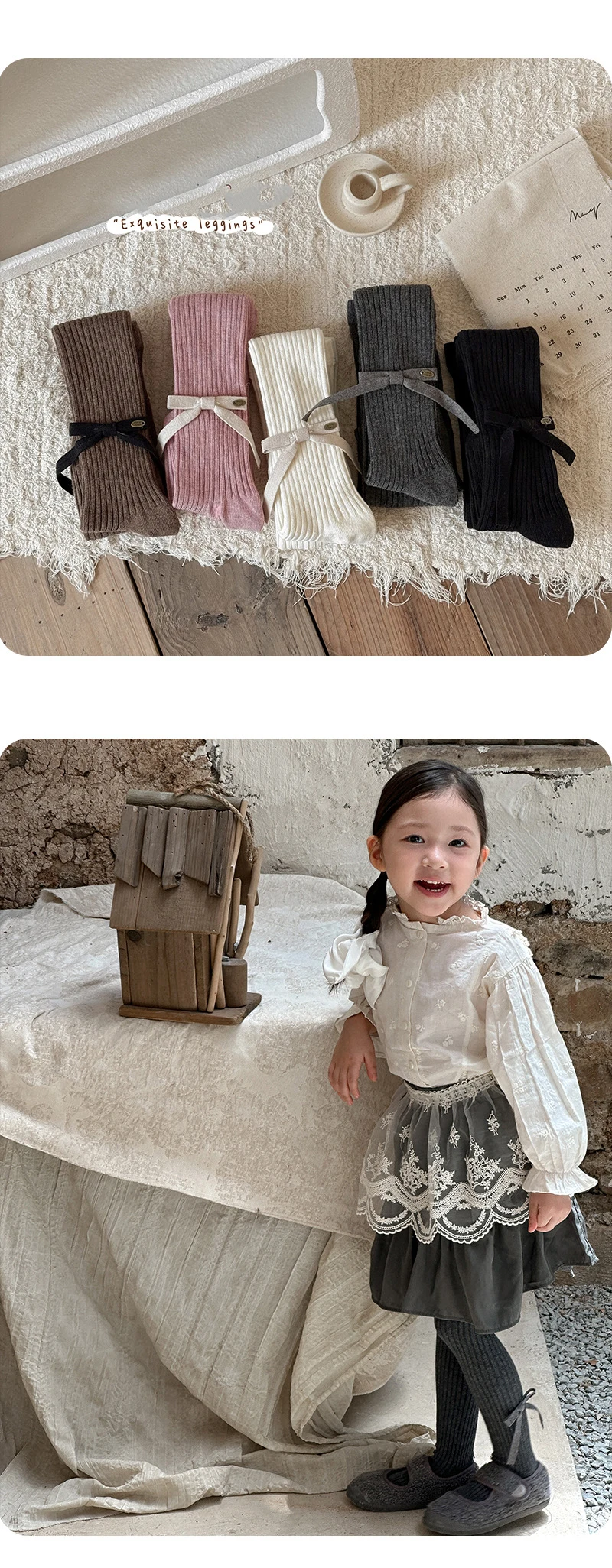 Mädchen Strumpfhosen Einfarbig Weiche Warme Mädchen Strumpfhosen Bogen-Knoten Gestrickte Kinder Strumpfhosen Strumpf Für Mädchen – Detail 10
