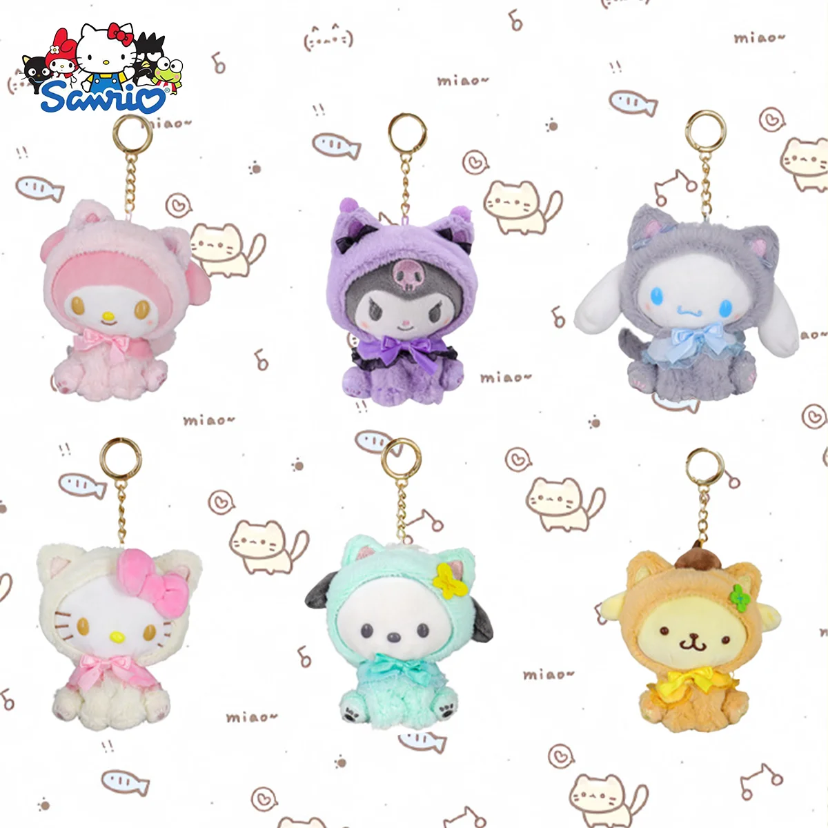 Sanrio Puppe Schlüsselanhänger Kawaii Hellokitty Kuromi Melody Cinnamoroll Zimmer Rucksack Dekoration Plüsch Puppe Anhänger Mädchen Festivals Geschenk