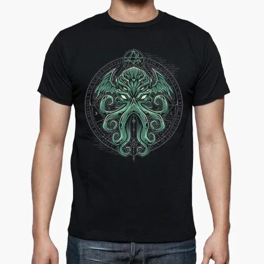 

Novelty Great Cthulhu Graphic T-Shirt 100% Cotton O-Neck Summer Short Sleeve Casual Mens T-shirt Size S-3XL