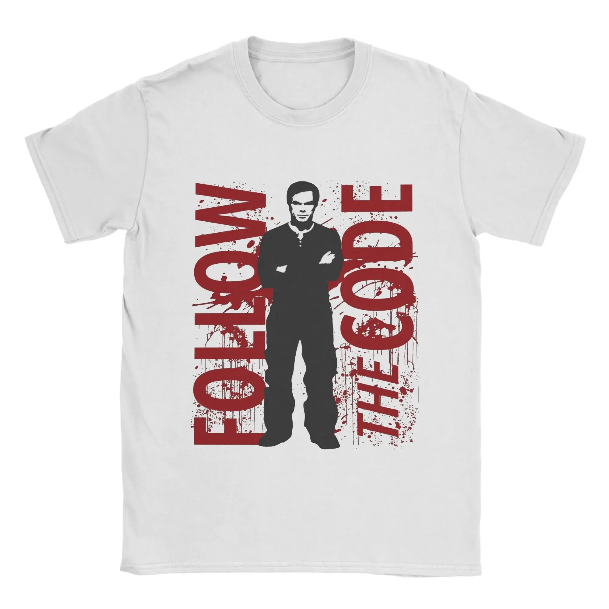 

Dexter T Shirts Men 100% Cotton Leisure T-Shirts Crew Neck Follow the Code Tees Short Sleeve Tops Summer