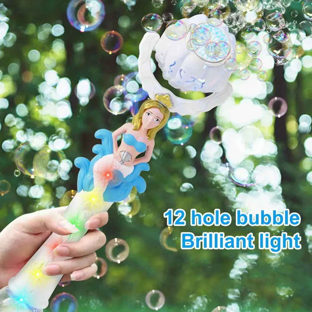 Kids Bubble Machine Children Bubble Blower Mermaid-themed Handheld Bubble Blower with Light for Toddlers Automatic for Boys