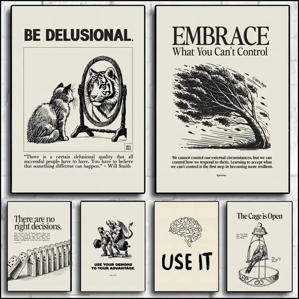 الحد الأدنى تحفيزية يقتبس ملهمة الانضباط ملصق فني ذاتية اللصق الفن ورق مقاوم للماء ملصق مقهى بار #1