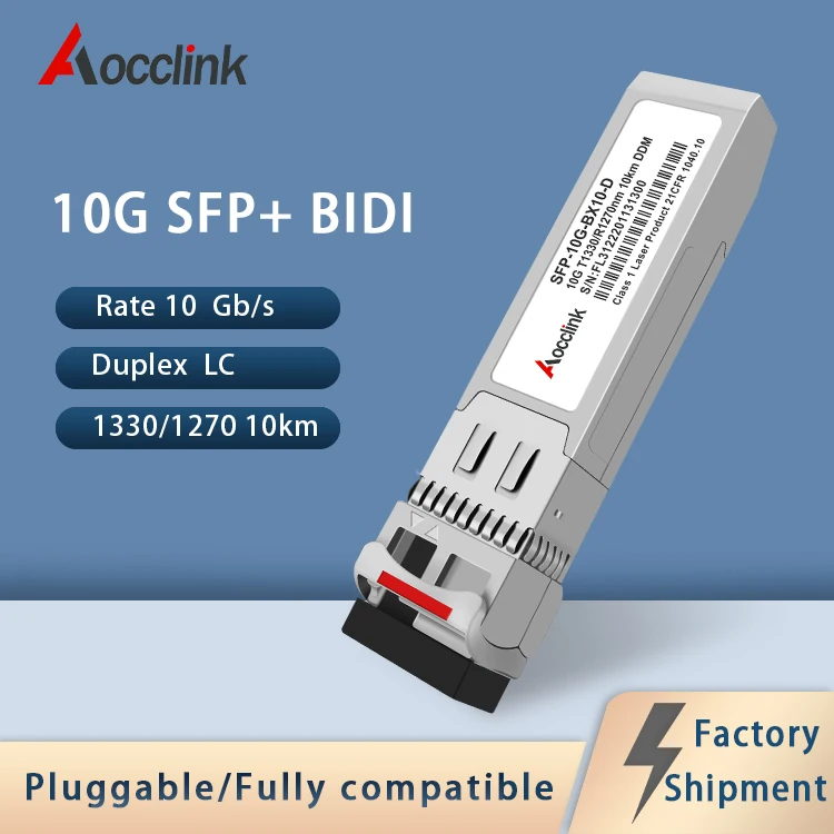 

10G BIDI 10KM SFP+ TX1270nmRX1330nm Single Fiber LC Optic Transceiver Module DDM compatible with Cisco Mikrotik juniper