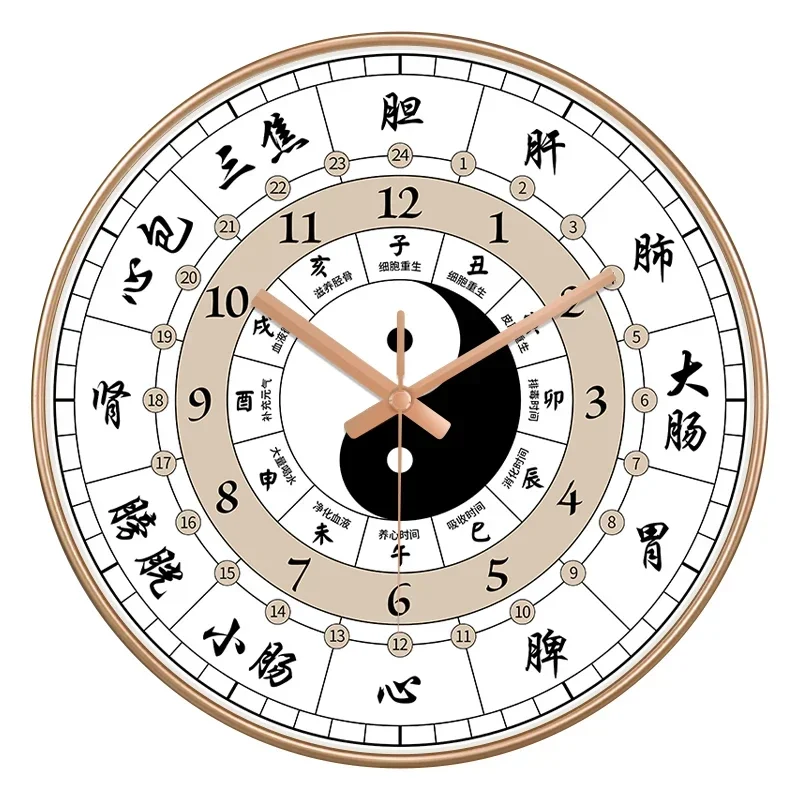 

Clocks and watches Chinese medicine health home clock 12 silent living room 24 hours beauty salon wall clock