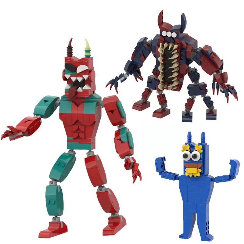 Garten Of Banban 8 الفصل الجديد مزيج أحمر أخضر لعبة مكعبات بناء الوحش، نموذج دمية الوحش ألعاب عيد الميلاد هدايا عيد الميلاد #2