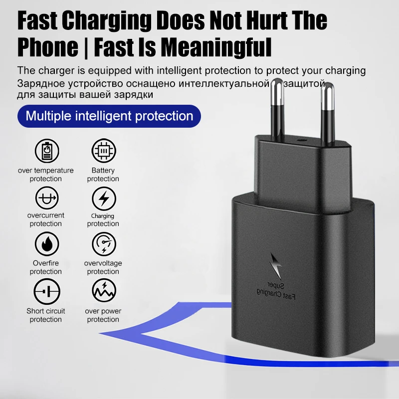 PD45W USB C Charger For Samsung Galaxy S24 S23 S22 S21 S20 Ultra S10 Plus FE Super Fast Charging Type C Charge Cable Accessories