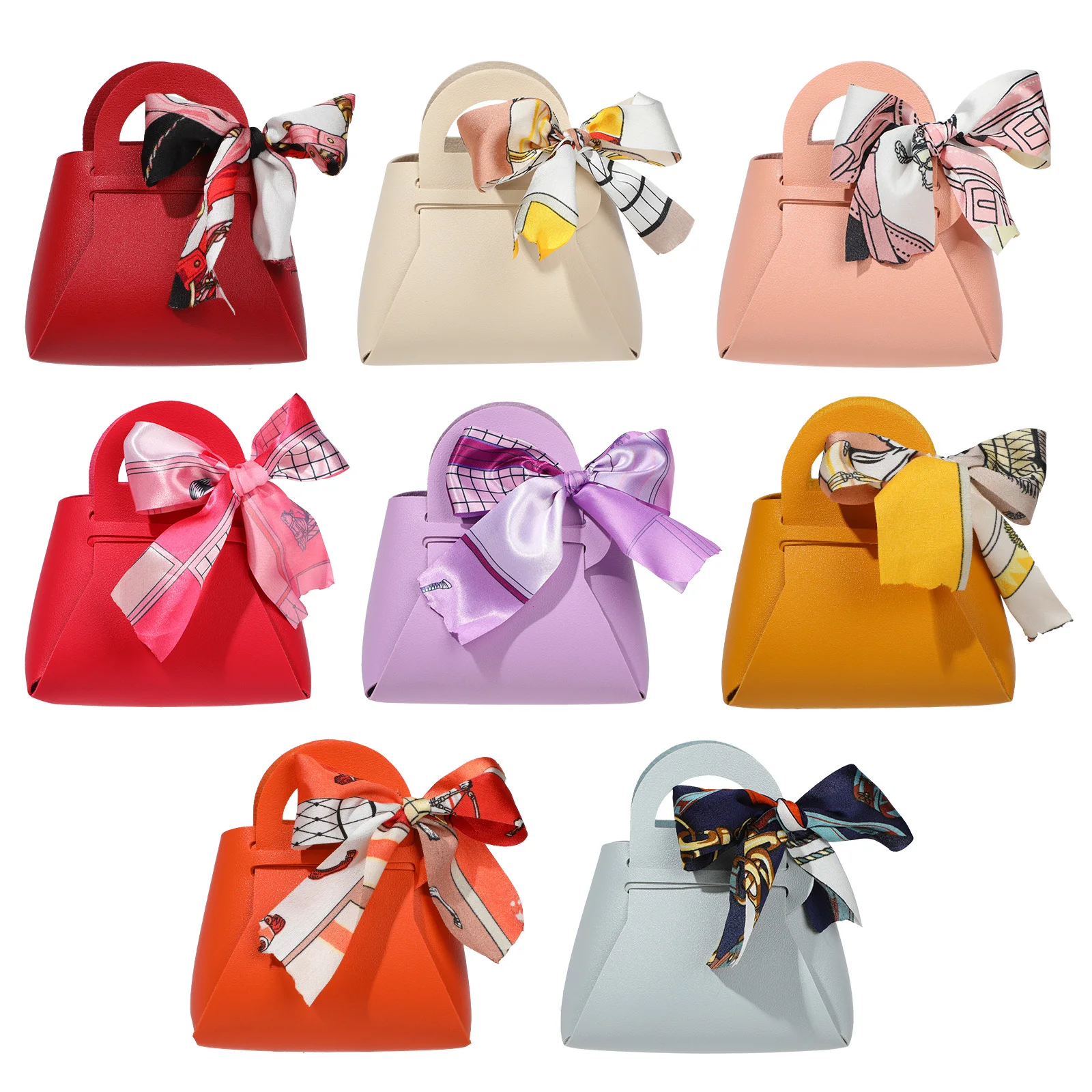 Ribbon Packaging Bag Leather Gift Bags Bow Wedding Distributions Bags Candy Packaging Box Mini Handbag