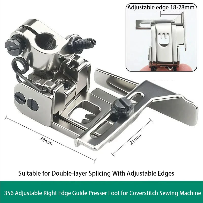 2025 New Adjustable Right Edge Guide /Middle Edge Guide Presser Foot for 3-Needle Industrial Coverstitch Sewing Machine 5.6mm