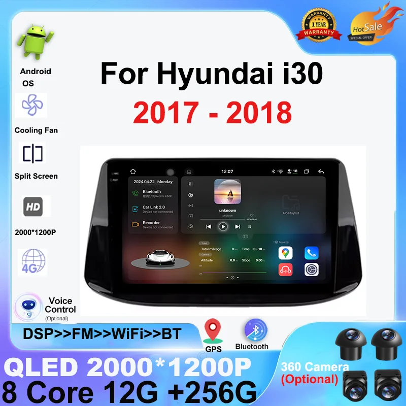 9 inch For Hyundai i30 2017 2018 Android System DSP Stereo Car Radio Multimedia Video Player Wireless Carplay Head Unit WiFi BT