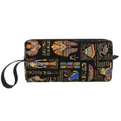 Egyptian Hieroglyphs And Deities Travel Cosmetic Bag Ancient Egypt Art Toiletry Makeup Organizer Ladies Beauty Storage Dopp Kit