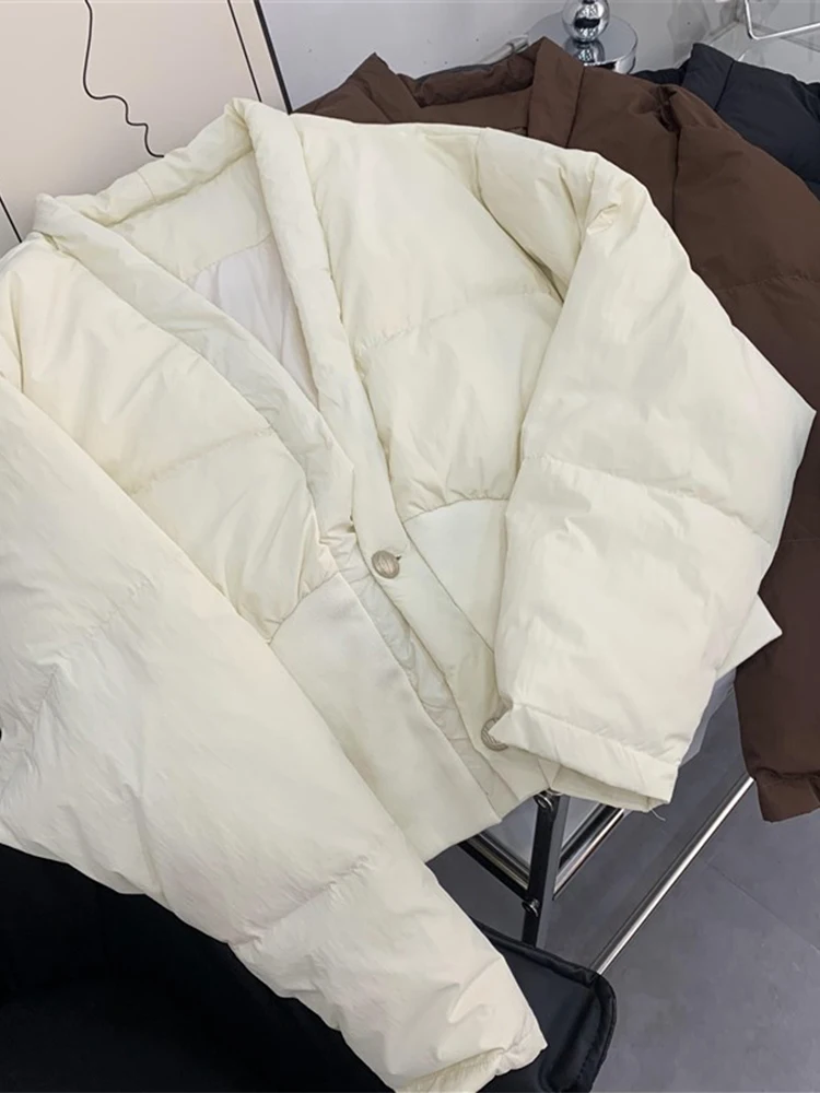 Parkas blancas para mujer, chaqueta gruesa y cálida acolchada, abrigo Vintage coreano de manga larga, ropa de calle de los años 2000, invierno 2024