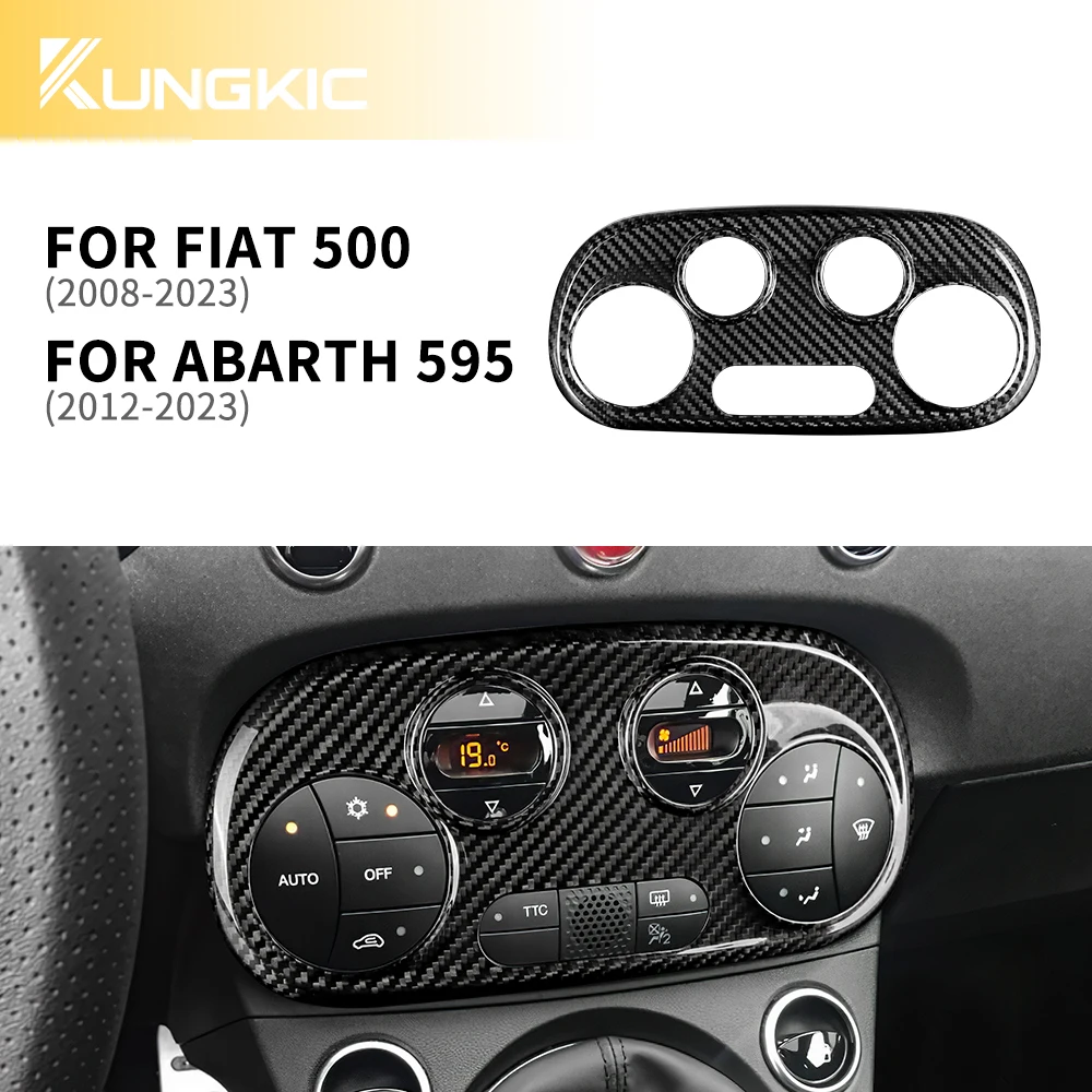 

for Abarth 595 2012 2013 2014 2015 2016 2017 2018 2019 2020 2021 2022 2023 For Fiat 2008-2023 Real Hard Carbon Fiber AC Control