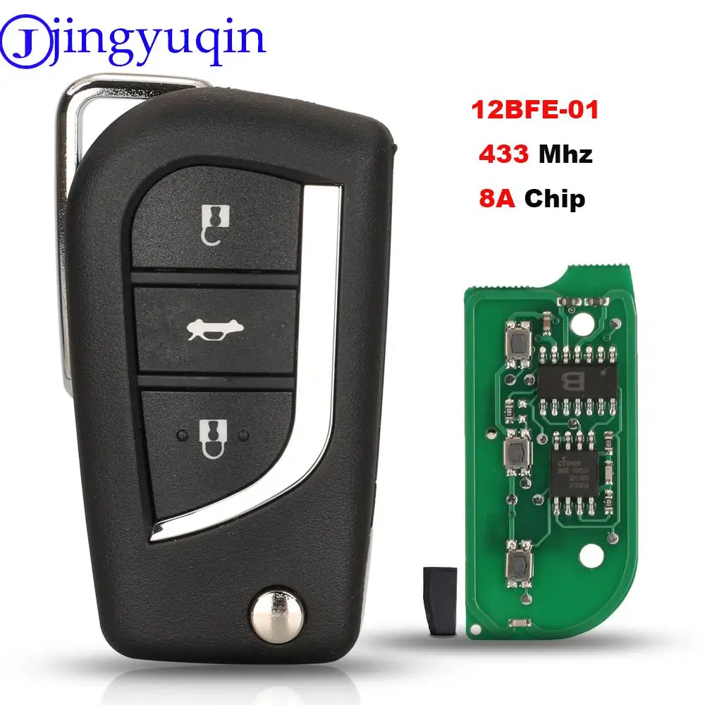 jingyuqin 3Buttons Remote Car Key Control For Toyota RAV4 CAMRY AURIS 2015 2017 FCCID: 12BFE-01