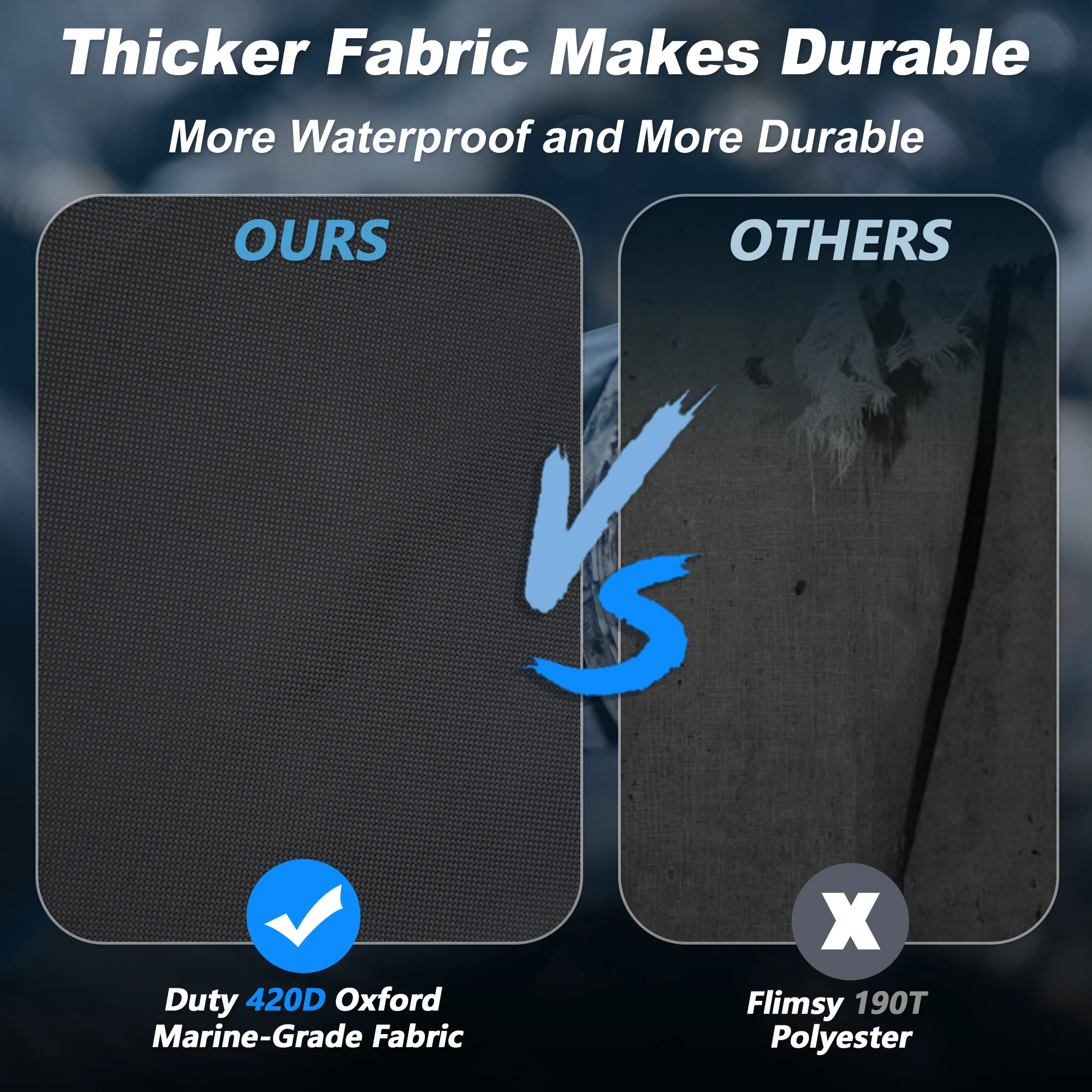 Motoforti غطاء الثلج مقاوم للماء زلاجات غطاء التزلج 420D قماش أكسفورد قوي مقاومة للتجميد يناسب الطول 116 "-130" #4