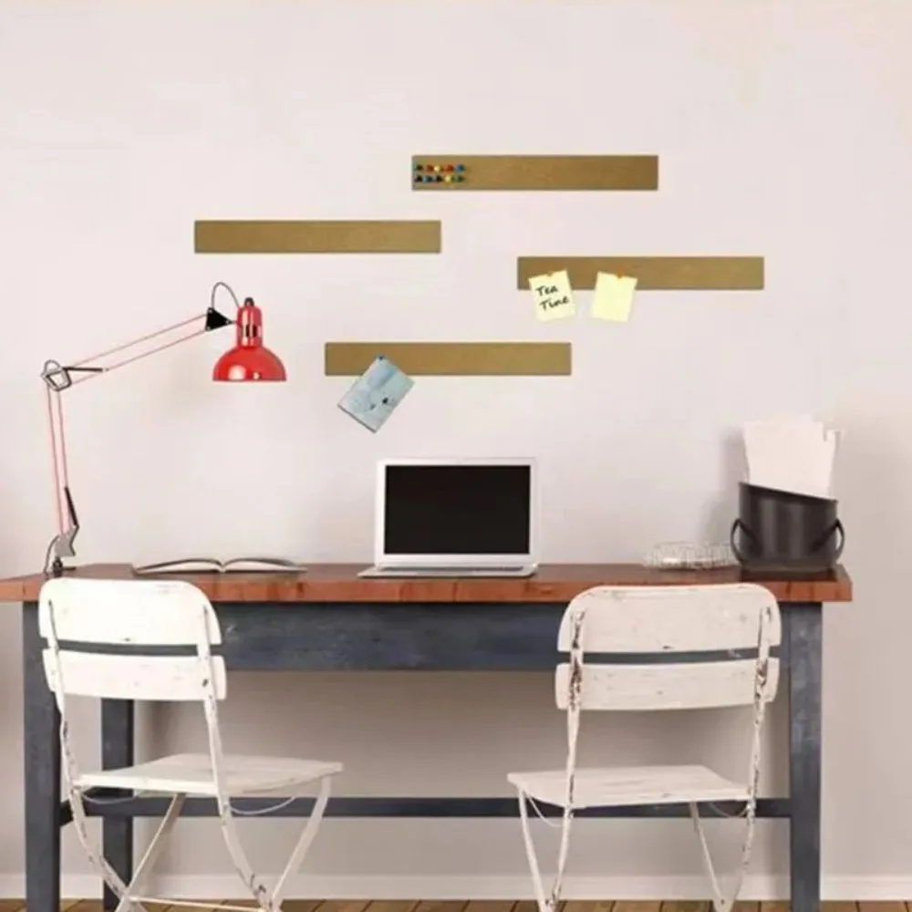 2/5pcs Long Cork Board Strips Cork Felt Bulletin Strip Self-adhesive Strips Decoration Board Message Board Office Cork Strips