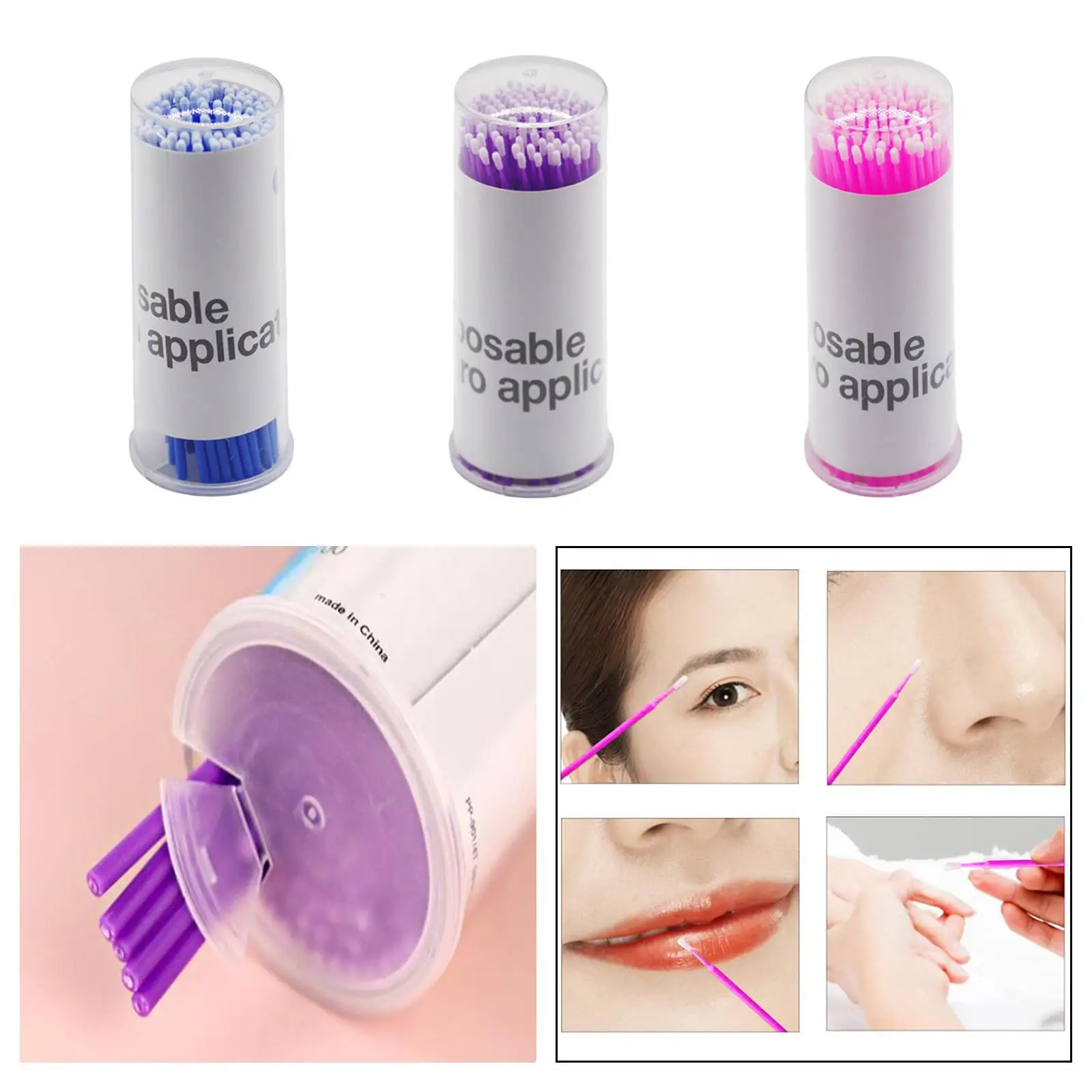 100 Stuks Wegwerp Wattenstaafje Make-Up Applicator Verwijderen Tool Draagbare Make-Up Borstel Tool Vrouwen Multifunctionele Micro Wattenstaafjes