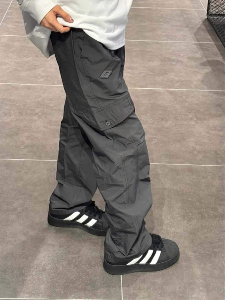 

American Retro Outdoor Tactical Pants Men's Hiphop Label Design Straight Leg Casual Long Trousers Autumn Thin Pure Color