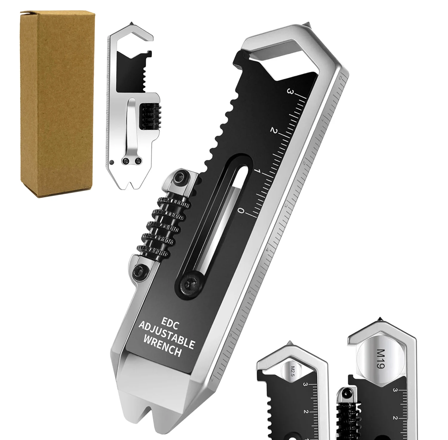 Multifunktionaler Mini-Brecheisen 9-in-1 Multitool Verstellbarer Schraubenschlüssel EDC Messlineal Hebelwerkzeug Taschen-Outdoor-Camping-Werkzeug – Detail 1