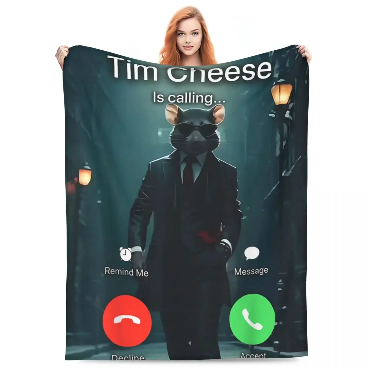 Tim Cheese Meme Soft Warm Throw Blanket for Couch Chair Flannel Bedspread Sofa Bed Cover Picnic Plush Print