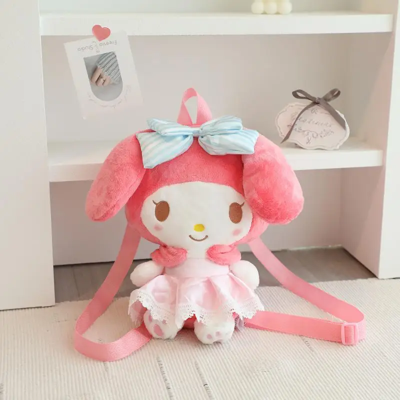 Kawaii My Melody My Sweet Piano Plush Backpack 2023 New Cartoon Doll Shoulders Bag Travel Casual Bag Back Bag Girlfriend Gift