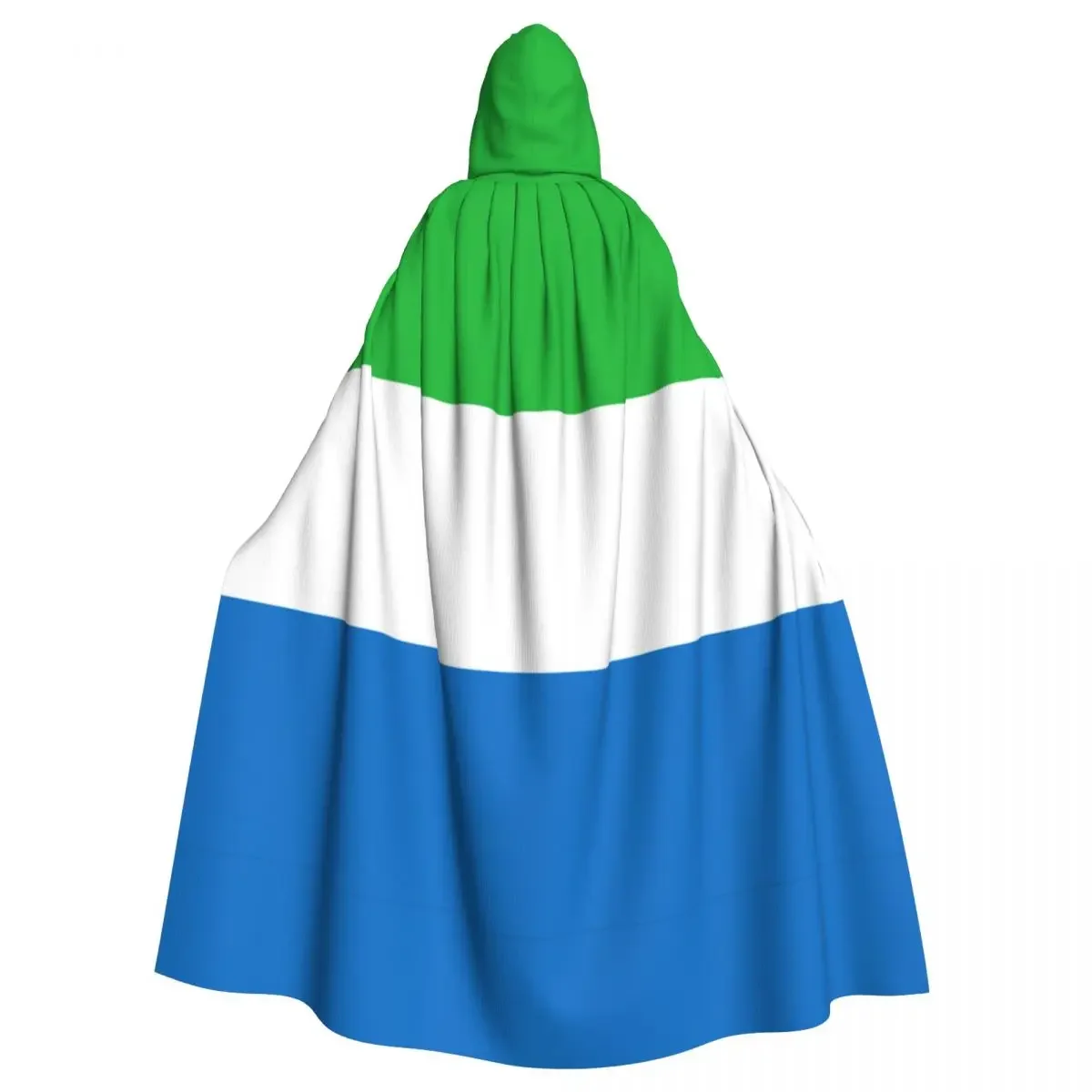 Sierra Leone Flag Hooded Cloak Polyester Unisex Witch Cape Costume Accessory