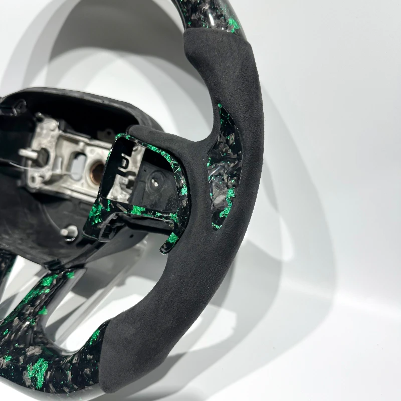 Green Forged Carbon Fiber with Alcantara Sport Steering Wheel for Dodge Challenger Charger RT Durango SRT Without airbags