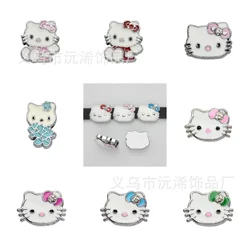 Accesorios de dijes de Hello Kitty esmaltados para niños, correa de muñeca DIY, Collar de pulsera, cuentas hechas a mano para la fabricación de joyas, regalos para niños, 8mm, 5cps