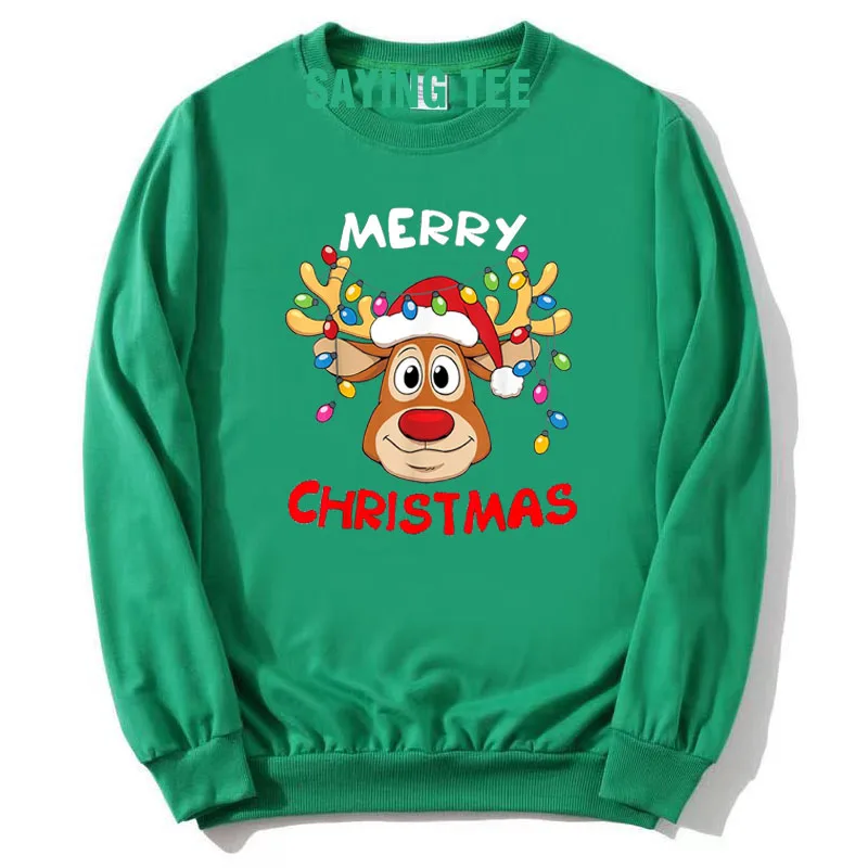 Frohe Weihnachten Rentier Weihnachten Familie Männer Frauen Pullower Sweatshirt niedlichen Langarm T-Shirt Mode Baumwolle Pullover Weihnachts kostüm – Detail 6