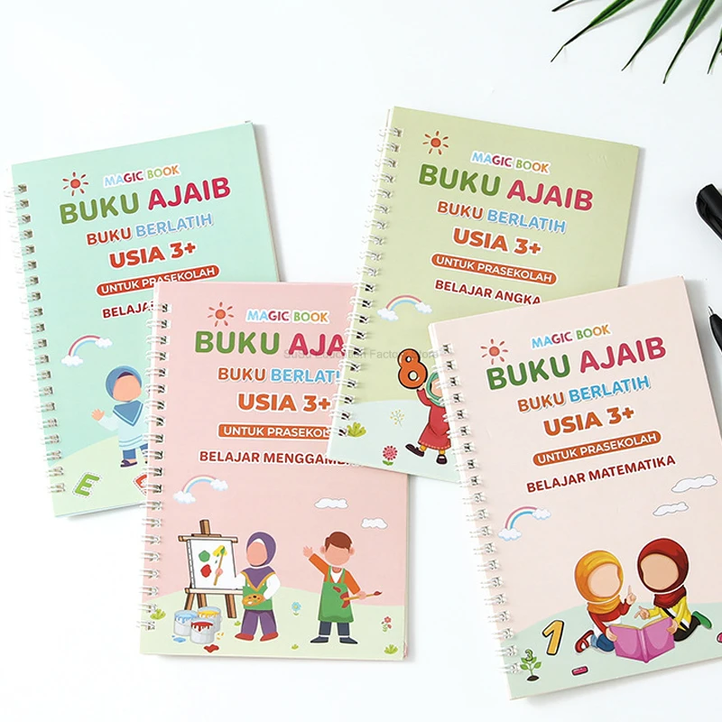 Magic Copybook Reusable Indonesian Practice Spanish Writing Pen Drawing Groove Alphabet Wordpad Word Calligraphy