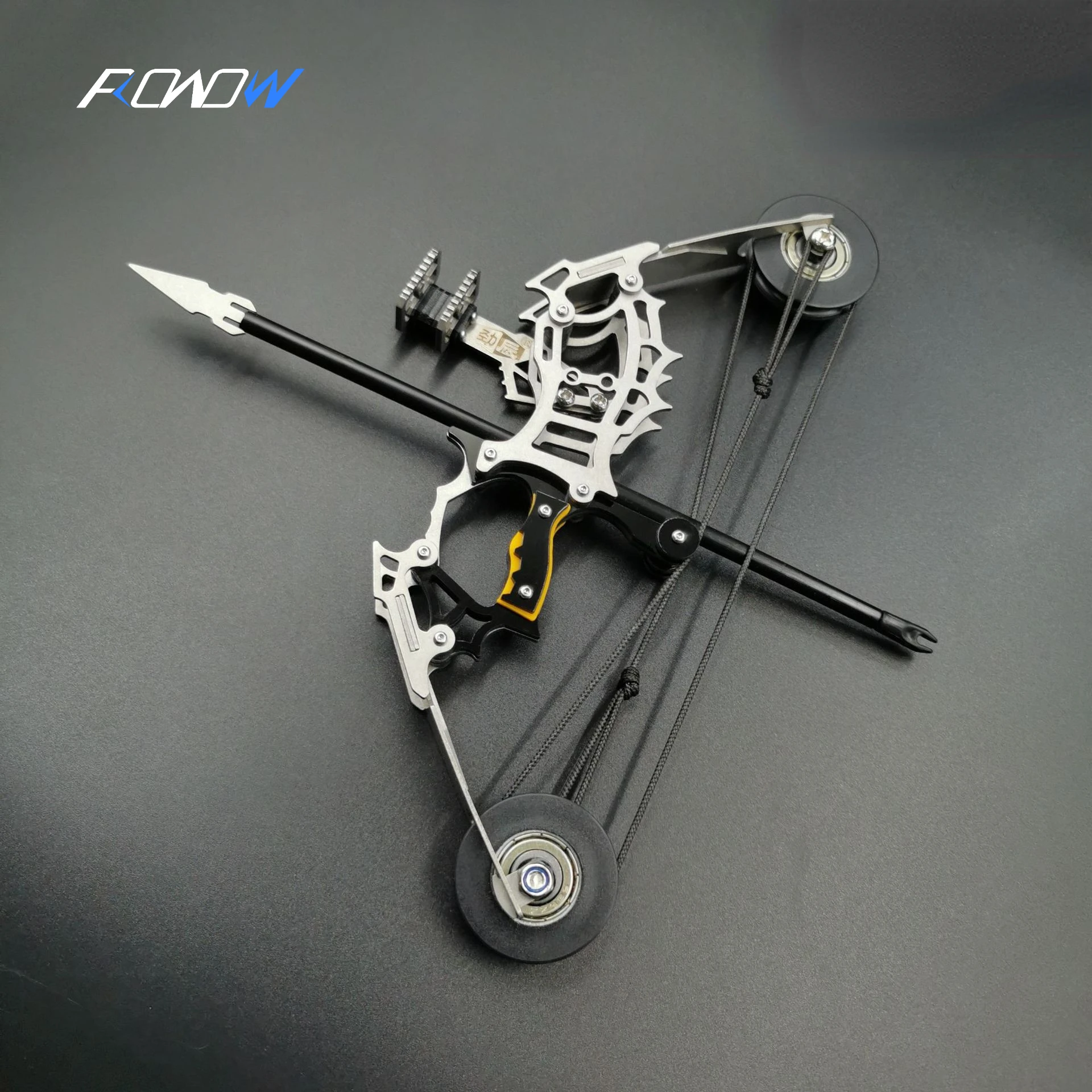 

ROWOW Mini Compound Bow and Arrow Pulley Recurve Weapon Small Bow Archery Stainless Steel Metal High Power Bow