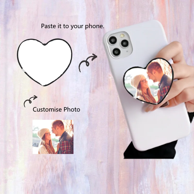 Personalised Mobile Phone Holder Pop Sublimation Print Mobile Phone Holder DIY Heart Shape Holder Personalised Gift