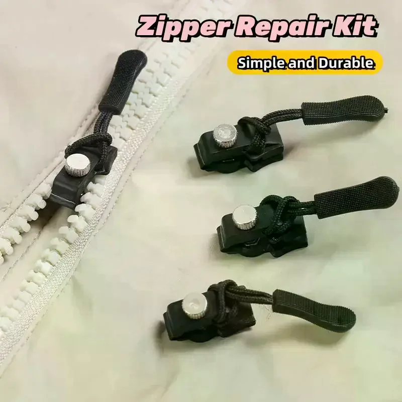

3 Sizes Free Sewing Zipper Repair Kit Universal Instant Zipper Head Repair Replacement Zippers
