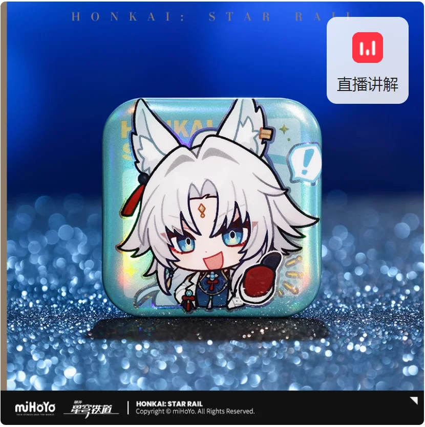 2024 Anime Honkai: Star Rail Black Swan Sparkle Mikhail Acheron Pom-Pom Exhibition Center Series Square Badge Metal Brooch Gift