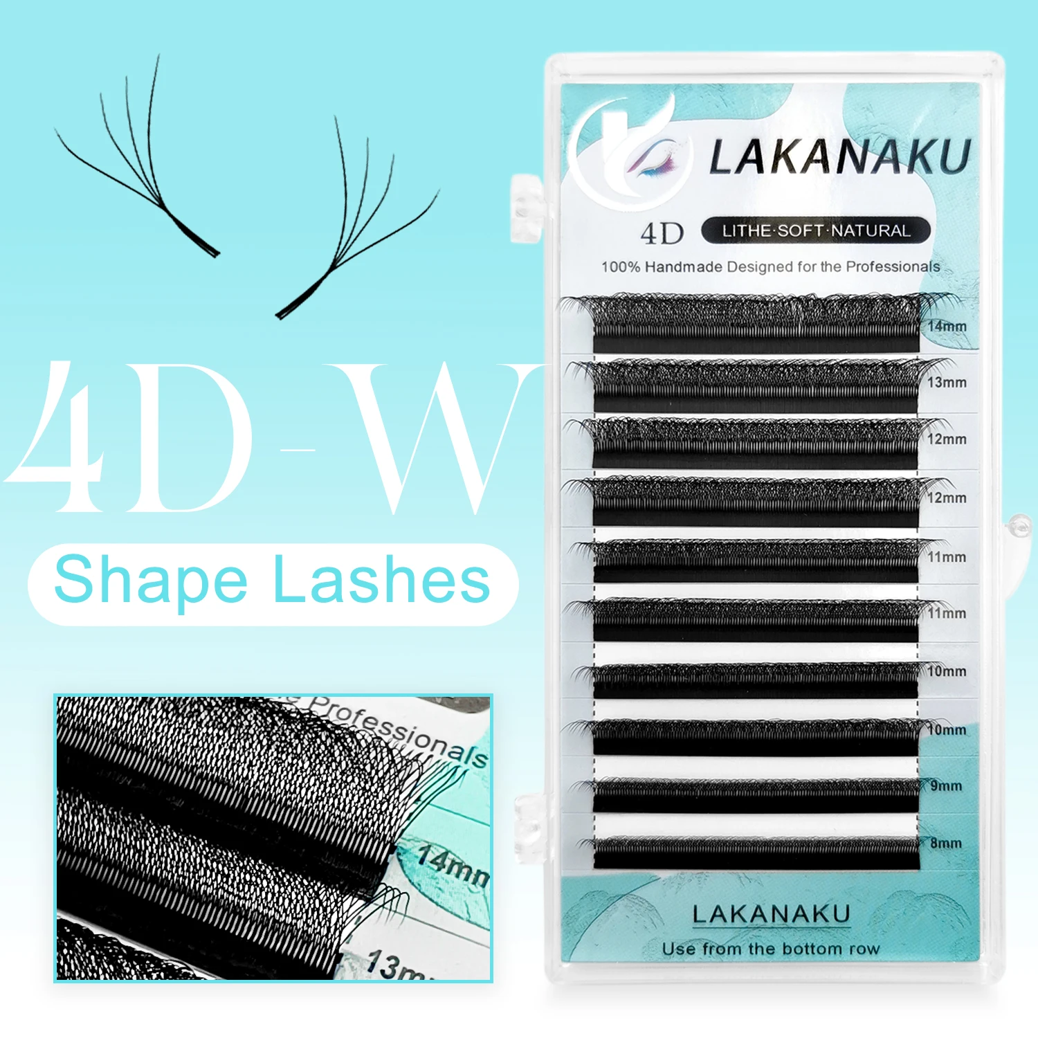 LAKANAKU M/L Curl YY/3D/4D/5D W Style Flower Lash Vorgefertigte Volumenfächer Wimpernverlängerung Natürliches weiches Licht W-förmige Bloom-Wimpern