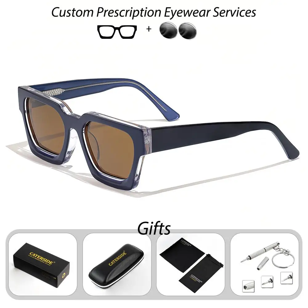 CATERSIDE Vintage Herren-Korrektionsbrille, verdickte quadratische optische Sonnenbrille für Damen, modische Brille für Outdoor-Fahrten – Detail 13