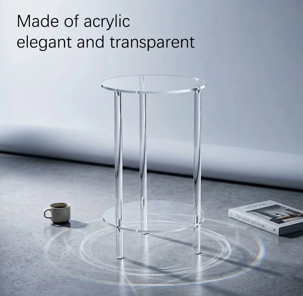

Двухуровневый прозрачный акриловый круглый приставной столик, диаметр 30 см, прозрачный столик для гостиной, спальни, для организации хранения в небольших помещениях