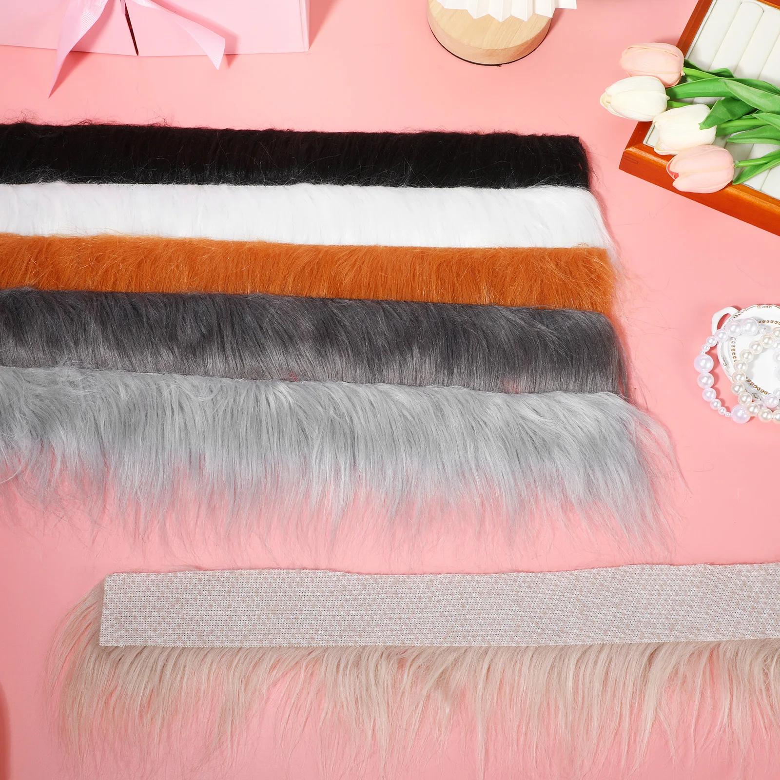 

6 Rolls 1.5M Artificial Faux Fabric Strips Soft Diy Craft Trim Home Decor, Cosplay, Hood Replacement Faux For Crafting,