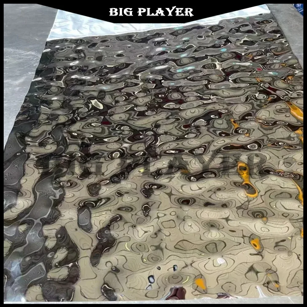Water ripple stainless steel plate processing custom embossed plate pendant ceiling lobby ceiling bar wall metal wave plate