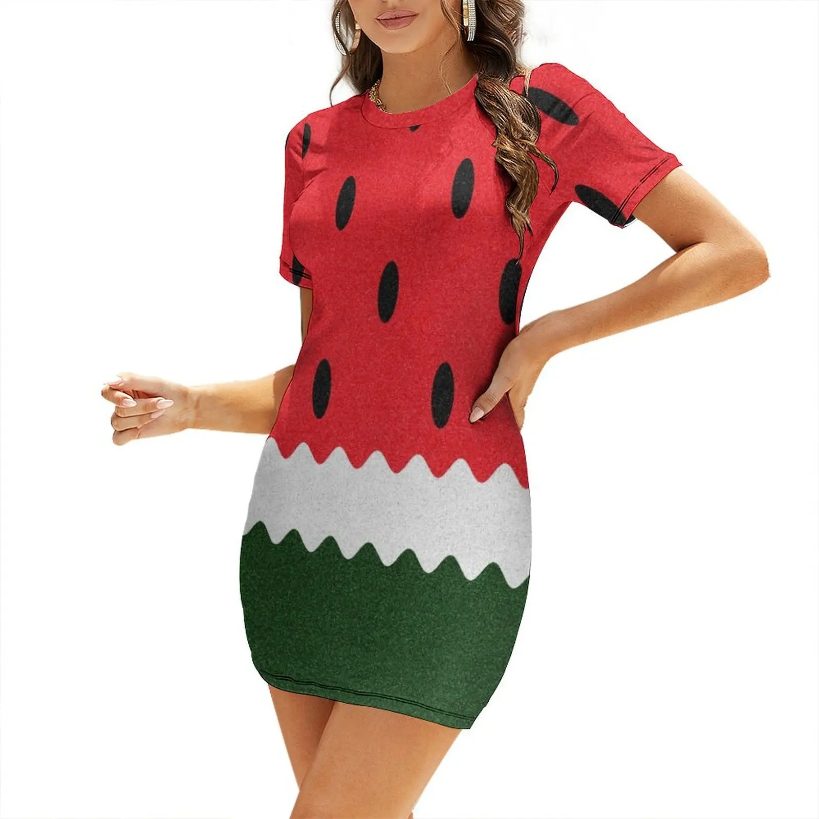 

Glitter Watermelon Short Sleeved Dress dresses for women 2025 summer dress woman 2025 trendy