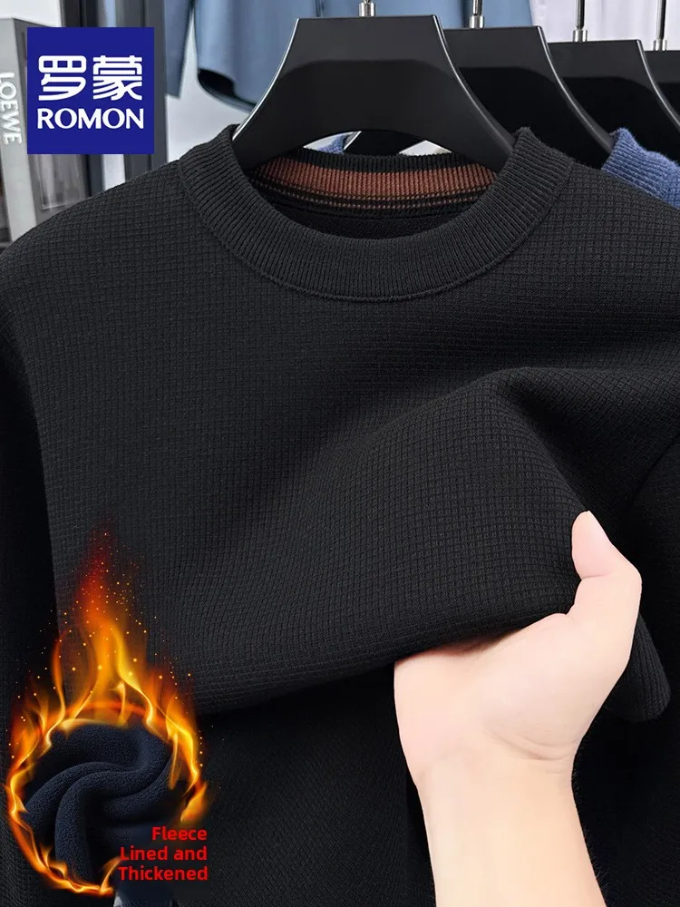 

Мужской вязаный шерстяной свитер Lormen с утепленной флисовой подкладкой, длинными рукавами, теплый, зимний, модный, повседневный, с круглым вырезом, цветной